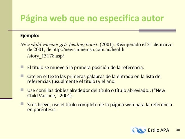 2. EJEMPLOS DE CITACIÓN DE UNA PÁGINA WEB EN APA